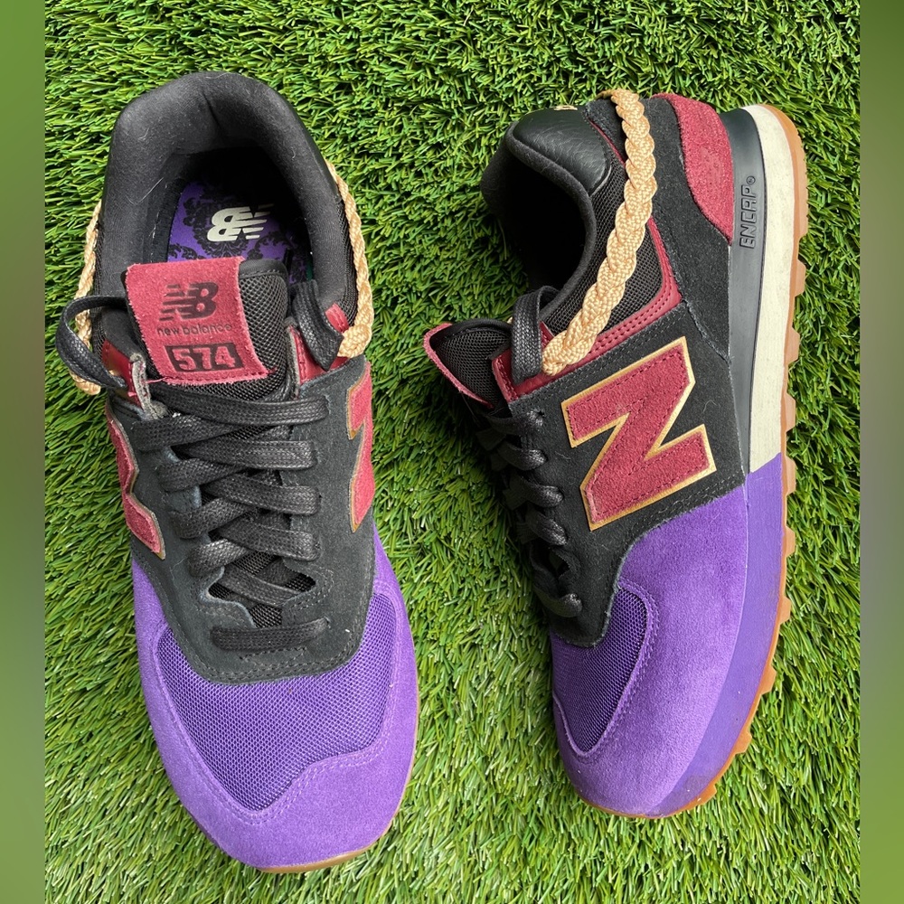 New Balance 574. Size US12/EU46,5. Black/Purple/Burgundy